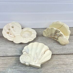 Vtg DINA Marbled Soapstone Vanity Set Soap Dish Toothbrush Holder Towel Holder